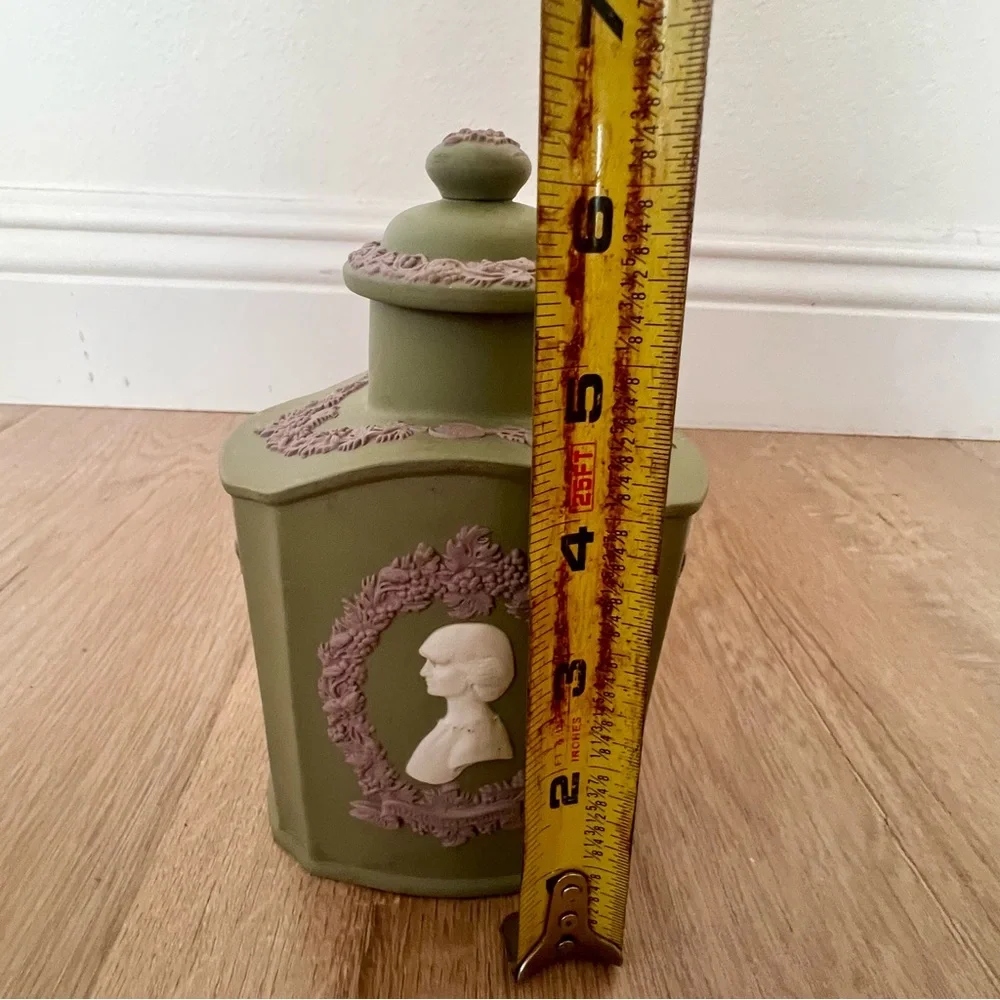 1981 Wedgwood Tricolor Jasperware Royal Wedding Collection Teapoy Tea Caddy #970